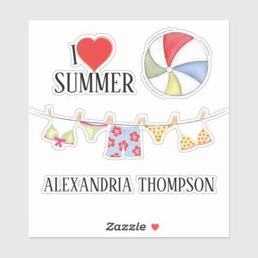 Schattigee zomer aangepaste typografie sticker (Vel)