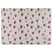 Schattigee Zomer Aardbeien & Bloesems Monogram Snijplank (Voorkant)