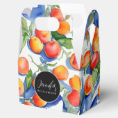 Schattigee Zomer Abrikoos Waterverf Patroon Zwart  Bedankdoosjes (Geopend)