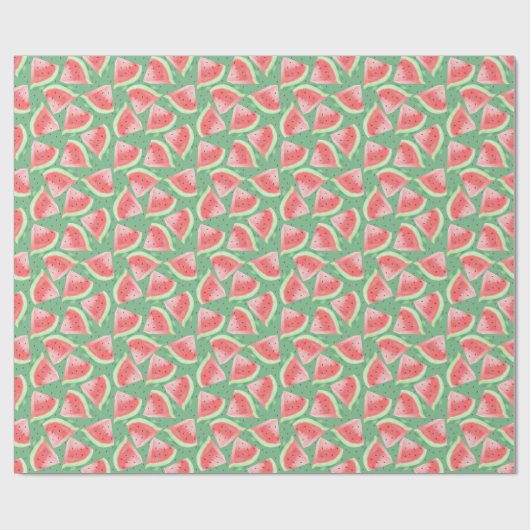 Schattigee zomer Kawaii Waterverf Watermeloen Cadeaupapier (Vlak)