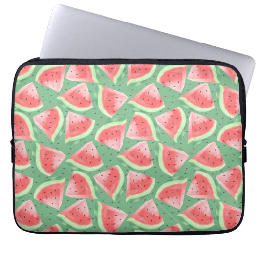 Schattigee zomer Kawaii Waterverf Watermeloen Laptop Sleeve (Voorkant)