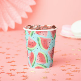 Schattigee zomer Kawaii Waterverf Watermeloen Papieren Bekers