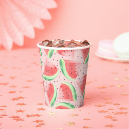 Schattigee zomer Kawaii Waterverf Watermeloen Papieren Bekers