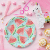 Schattigee zomer Kawaii Waterverf Watermeloen Papieren Bordje (Feest)