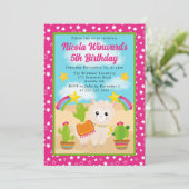 Schattigee zomer Llama Fiesta Kids verjaardag Kaart (Staand voorkant)