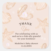 Schattigee zomer oceaan kleine parel baby shower d vierkante sticker (Voorkant)