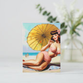 Schattigee Zomer Pin Up Briefkaart (Staand voorkant)