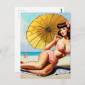 Schattigee Zomer Pin Up Briefkaart (Voorkant / Achterkant)