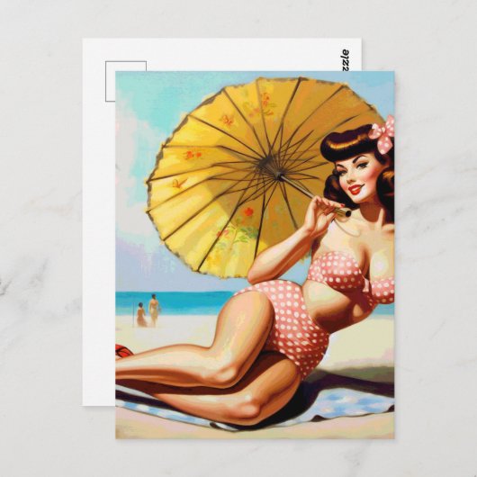 Schattigee  Zomer Pin Up Briefkaart (Voorkant / Achterkant)