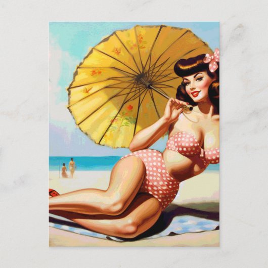 Schattigee Zomer Pin Up Briefkaart (Voorkant)