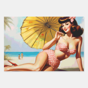 Schattigee Zomer Pin Up Inpakpapier Vel