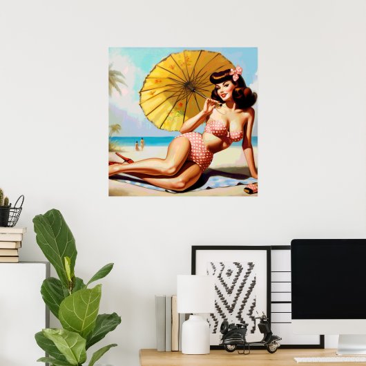 Schattigee Zomer Pin Up Poster (Thuiskantoor)