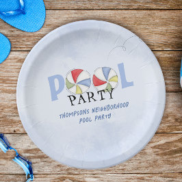 Schattigee Zomer Pool Custom Party Papieren Bordje