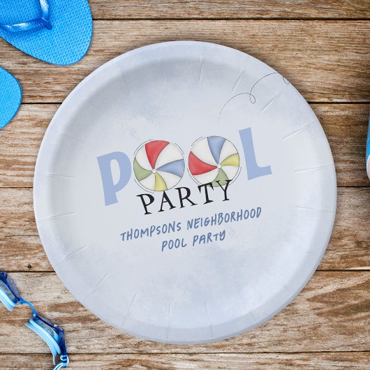 Schattigee Zomer Pool Custom Party Papieren Bordje
