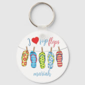 Schattigee Zomer Teenslippers Custom Sleutelhanger (Voorkant)