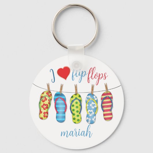 Schattigee Zomer Teenslippers Custom Sleutelhanger (Voorkant)