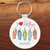 Schattigee Zomer Teenslippers Custom Sleutelhanger (Voorkant)