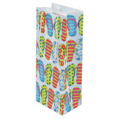 Schattigee Zomer Teenslippers Patroon Aangepast Wijn Cadeautas (Voorkant Gekanteld)