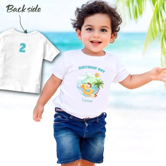Schattigee Zomer Verjaardagsnaam Beach Boy Aangepa Kinder Shirts