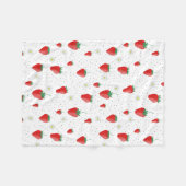 Schattigee zomeraardbeien en -bloesems fleece deken (Voorkant (Horizontaal))