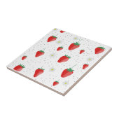 Schattigee zomeraardbeien en -bloesems tegeltje (Zijkant)