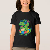 Schattigee zomerdino met zonnebril en Floatie Tri-Blend Shirt (Voorkant)