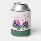 Schattigee zomerdroom! Roze Vlinder Paarse Bloem Blikjeskoeler (Blikje Achterkant)