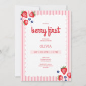 Schattigee zomerfruitbes eerste 1e verjaardagsfees kaart (Voorkant)