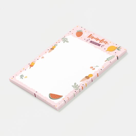 Schattigee Zomerillustratie IJsvrucht Post-it® Notes (Schuin)