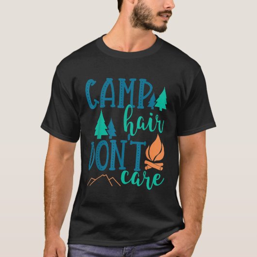 Schattigee zomerkamperen haar dont care t-shirt (Voorkant)