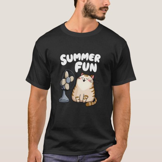 Schattigee zomerkat met Fan Funny Chubby Kat T-shirt (Voorkant)