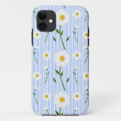 Schattigee zomermadeliefje lichtblauwe streep Case-Mate iPhone case (Achterkant)