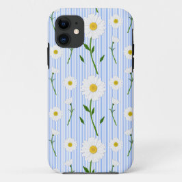 Schattigee zomermadeliefje lichtblauwe streep Case-Mate iPhone case