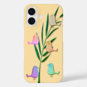 Schattigee zomerpastelvogels iPhone 16 hoesje