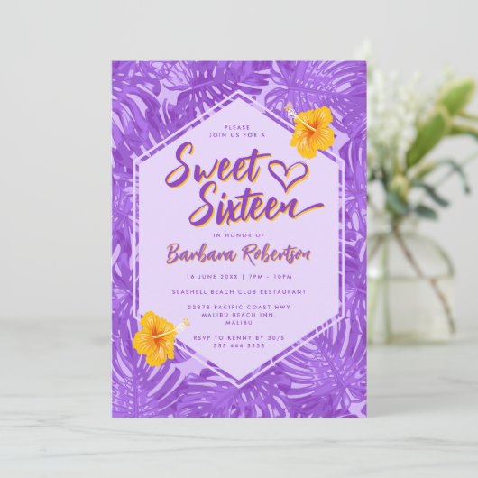 Schattigee Zomerse Tropische Paarse Bloem Sweet Si Kaart (Staand voorkant)