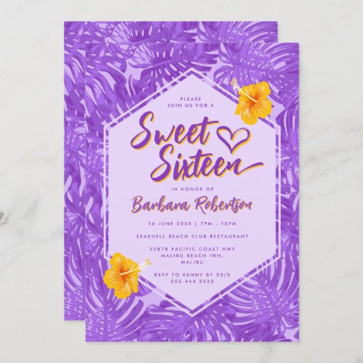 Schattigee Zomerse Tropische Paarse Bloem Sweet Si Kaart (Voorkant / Achterkant)