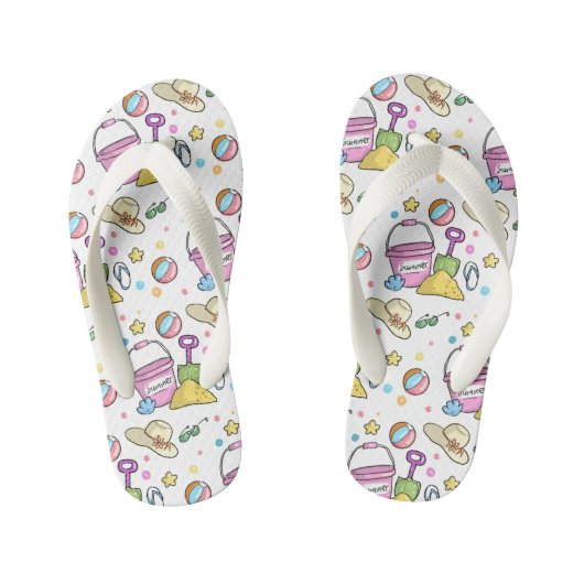 Schattigee zomerstrand vakantie doedels patroon kinder teenslippers (Voetbed)