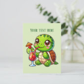 Schattigee Zomerstrandschildpad voeg tekst toe Briefkaart (Staand voorkant)