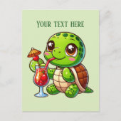 Schattigee Zomerstrandschildpad voeg tekst toe Briefkaart (Voorkant)