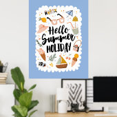 Schattigee zomervakantie quote kleurrijke illustra poster (Thuiskantoor)