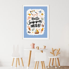 Schattigee zomervakantie quote kleurrijke illustra poster