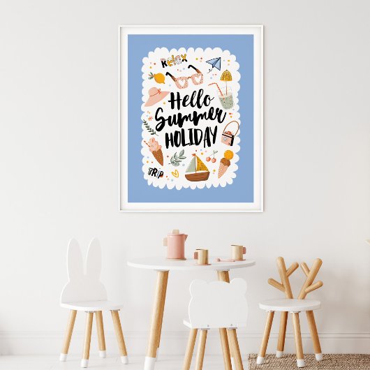 Schattigee zomervakantie quote kleurrijke illustra poster