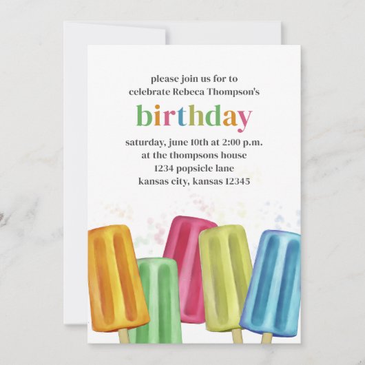 Schattigee Zomerverjaardag Popsicles Custom Kaart (Voorkant)