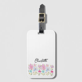 Schattigee zomerwilde bloemen monogram bagagelabel