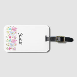 Schattigee zomerwilde bloemen monogram bagagelabel