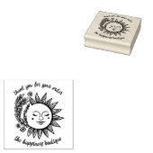 Schattigee Zon en Bloemen Custom Order Dank u Rubberstempel (Gestempeld)