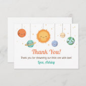 Schattigee Zon en Planeten Baby shower Dank U Kaart (Voorkant / Achterkant)
