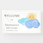 Schattigee zon en wolken jongen Baby shower welkom Spandoek (Horizontaal)