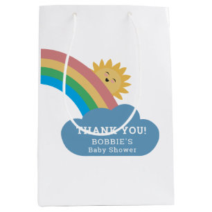 Schattigee Zon & Regenboog Baby shower Modern Beda Medium Cadeauzakje