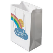 Schattigee Zon & Regenboog Baby shower Modern Beda Medium Cadeauzakje (Achterkant Gekanteld)